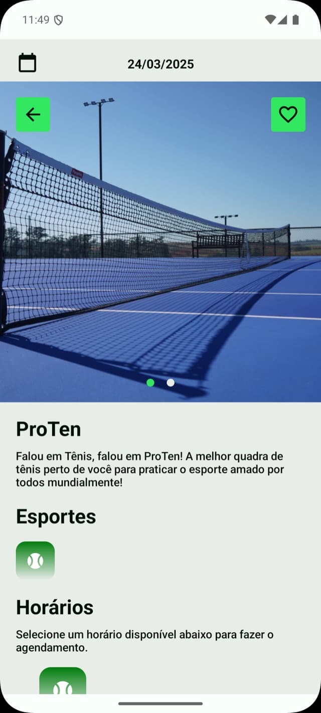 Tela de detalhes de uma quadra no app iFute